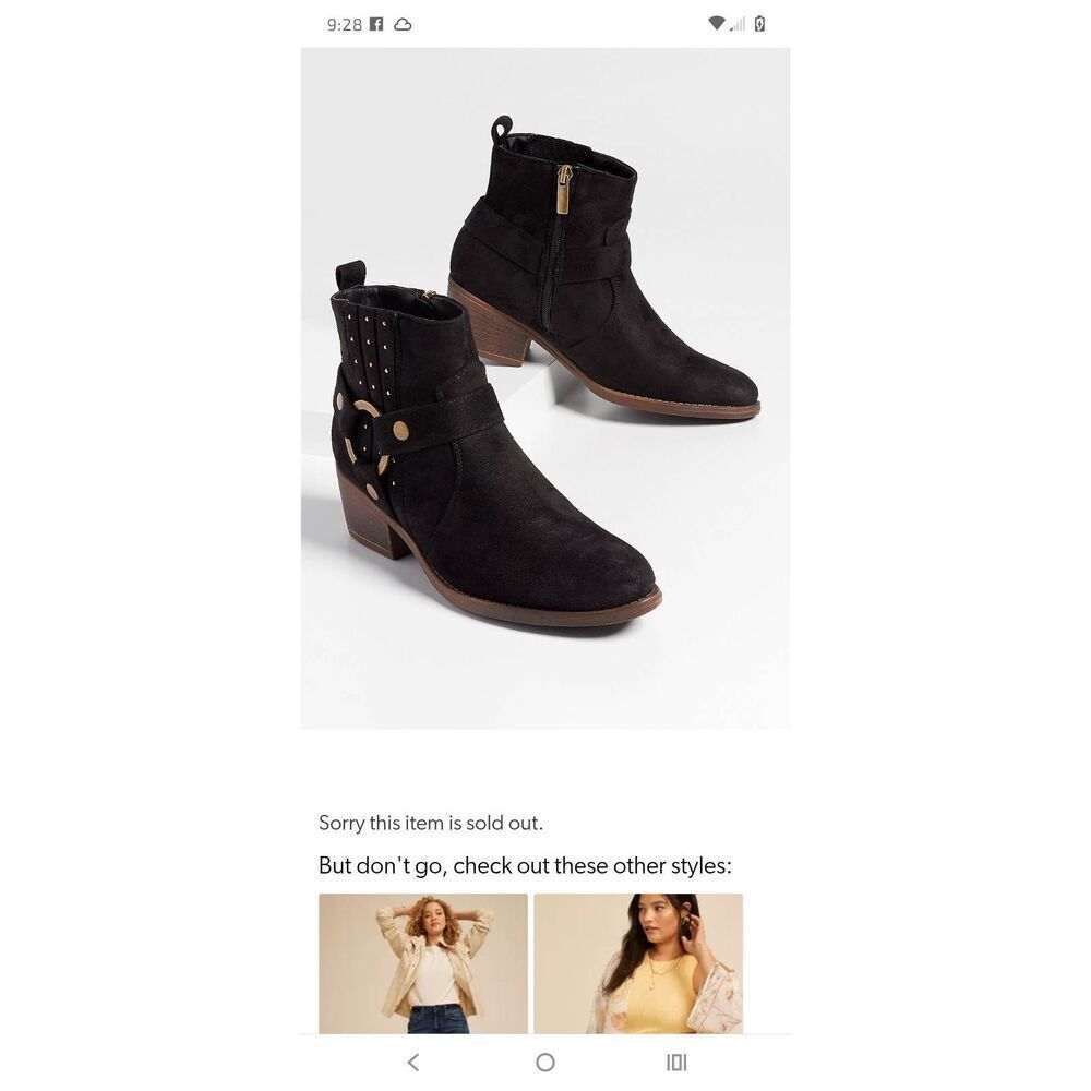 New Size 9.5 Maurices Black Rila Studded Bootie Ankle Boot Side Zip Faux Suede - Picture 8 of 9